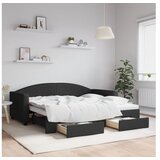 vidaXL Izvlečna dnevna postelja s predali črna 90x190 cm bla Cene