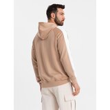 Ombre Unzipped men's hooded sweatshirt with piping - beige | shoptok.hr