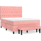 vidaXL Box spring postelja z vzmetnico roza 140x190 cm žamet, (20892953) Cene