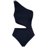 Trendyol black stone accessory cut out detailed one shoulder swimsuit Cene