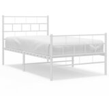  The Living Store Kovinski posteljni okvir z vzglavjem in vznožjem bel 100x200 cm - Kovinski Posteljni Okvir, (21454784) | Shoptok.si