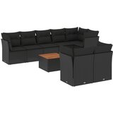 Maison Chic Seti vrtnega pohištva - Vrtna garnitura - Vrtni pohištvo set 9-delna z blazinami črn poli ratan, (21798351) | Shoptok.si