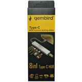 Gembird A-CM-COMBO8-05 USB HUB Type-C 8-in-1 multi-port adapter USB-C+USB-A+HDMI+PD+card+RJ45 cene