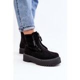 Boto Women's Suede Trapper Boots with Thick Sole and Zipper Black Edivame | ePonuda.com