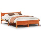 Maison Chic Posteljni okvir - Dvoposteljna postelja - Zakonska postelja brez vzmetnice voščeno rjav 135x190 cm borovina-J13321, (21773703) | Shoptok.si