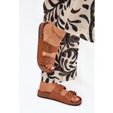 EVENTO Women's sandals on cork platform with buckles Camel Vesina Cene