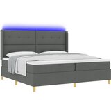 vidaXL Box Spring postelja z vzmetnico in LED temno siva 200x200 cm tkanina, (22049414) | Shoptok.si