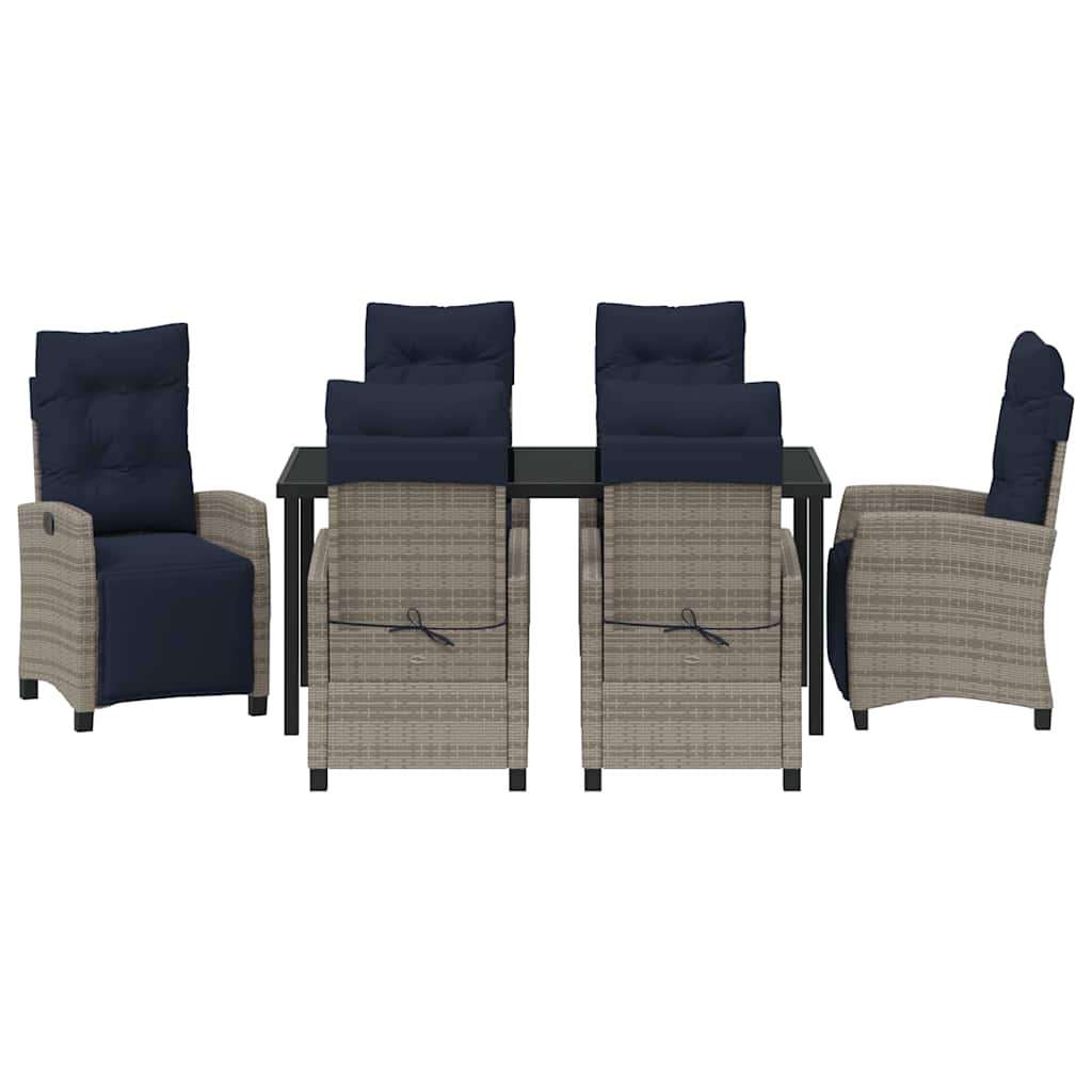  Vrtni set za objed s jastukom 7 pcs Siva poliratan | shoptok.hr