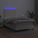 Krevet box spring s madracem LED krem 120x200cm od umjetne kože | shoptok.hr