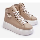 Boto Women's High-Top Zipper Sneakers Beige Katerin | shoptok.hr