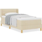  Postelja z vzmetnico z vzmetnico krema 100 x 200 cm blago, (5000023004) | Shoptok.si