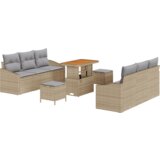  Vrtna garnitura - 9-dijelni set vrtnih sofa s jastučićima bež poli ratan akacija | shoptok.hr