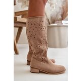 Boto PS1 Lace-up Women's Low Heel Eco Suede Boots with Zipper Dark Beige Orchides | Shoptok.si
