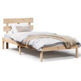 vidaXL Krevetna konstrukcija s uzglavljem 90x190 cm od masivnog drva borovina | shoptok.hr