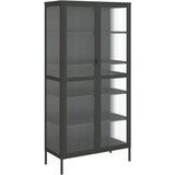 Maison Chic Visoka omara - Komoda - Predalnik črna 85x40x180 cm steklo in jeklo, (21718905) | Shoptok.si
