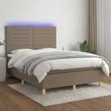 The Living Store Box spring postelja z vzmetnico LED taupe 140x190 cm blago - Box Spring Postelja, (21521049)