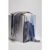Marisse Navy Blue Checkered Scarf With Fringes | ePonuda.com