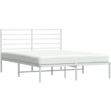 vidaXL Kovinski posteljni okvir z vzglavjem bel 135x190 cm | Shoptok.si