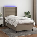 vidaXL Box spring postelja z vzmetnico LED taupe 100x200 cm blago Cene