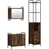  Set ormarića za kupaonicu 3 kom. Dimljeni hrast - Dimljeni hrast Ormar s umivaonikom (2 vrata) + viseći ormar | shoptok.hr