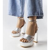 Gemre Silver massive block heel sandals Ariande | Shoptok.si