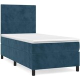Box spring krevet s madracem tamnoplavi 90x190 cm baršunasti | shoptok.hr