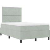 vidaXL Box Spring postelja z vzmetnico svetlo siva 120x200 cm žamet | Shoptok.si