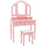 The Living Store Mizica za ličenje s stolčkom roza 100x40x146 cm les pavlovnije - Mizica Za Ličenje, (21484686) | Shoptok.si
