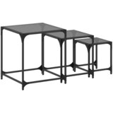  The Living Store Klubske mizice 3 kosi s črno stekleno površino jeklo - Komplet Mizic, (21496550) | Shoptok.si