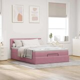  Otomanska postelja z vzmetnico roza 140x190cm žamet | Shoptok.si