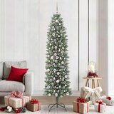 vidaXL Umetno vitko božično drevo med 300 LED Zelena in bela 210 cm | Shoptok.si