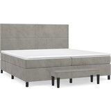 The Living Store Box spring postelja z vzmetnico svetlo siva 200x200 cm žamet - Box Spring Postelja, (21492859) | Shoptok.si