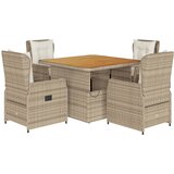  5-dijelni vrtni blagovaonski set od poliratana s jastucima bež Dužina stola 110 cm | Shoptok.si