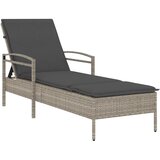 Maison Chic Ležalnik - Sončna ležalnik z blazino svetlo siv 63x200x81 cm poli ratan, (22043226) Cene