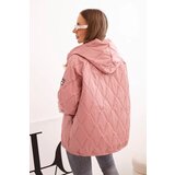 Kesi Włoski Women's quilted jacket with a hood dark pink | Shoptok.si