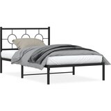 Maison Chic Kovinski Posteljni okvir - Enojna postelja - Postelja za odrasle z vzglavjem črn 107x203 cm, (21694673) | Shoptok.si