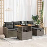 vidaXL 6-dijelni set vrtnih sofa poliratan i bagrem s jastucima sivi | shoptok.hr
