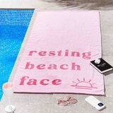 Sassy B Rožnata frotirna bombažna brisača za na plažo 76x160 cm Resting Beach Face – | Shoptok.si