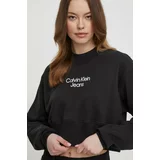 Calvin Klein Jeans Bombažen pulover ženska, črna barva
