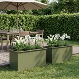  Vrtna posuda za sadnju s LED svjetlom 2 kom. Maslinastozelena - Maslinastozelena 50 x 100 x 48 cm 2 | shoptok.hr