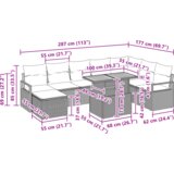 vidaXL 9-delni vrtni kavč set z blazinami črn poli ratan akacijev | Shoptok.si