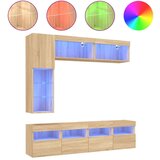  7-dijelni set zidnih TV ormarića LED boja hrasta sonome | shoptok.hr
