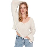 Trendyol Stone Crop Wool Corded Oversize Knitwear Sweater Cene