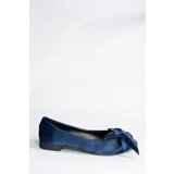 Fox Shoes Navy Blue Satin Fabric Women's Flats | Shoptok.si