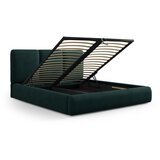 Mazzini Beds Tamno zeleni tapecirani bračni krevet s prostorom za odlaganje s podnicom 200x200 cm Brody – | shoptok.hr