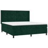 Krevet box spring s madracem LED tamnozeleni 180x200 cm baršun | shoptok.hr