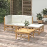  Garnitura 4-delna s kremno belimi blazinami bambus | Shoptok.si