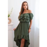 Kesi Włoski Women's off-the-shoulder dress with a longer back khaki | Shoptok.si