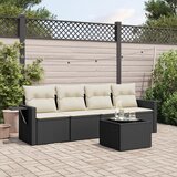 Maison Chic Seti vrtnega pohištva - Vrtna garnitura - Vrtni pohištvo set 5-delna z blazinami črn poli ratan, (21820198) | Shoptok.si