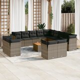 vidaXL 14-dijelni set vrtnih sofa od poliratana s jastucima sivi Cijene